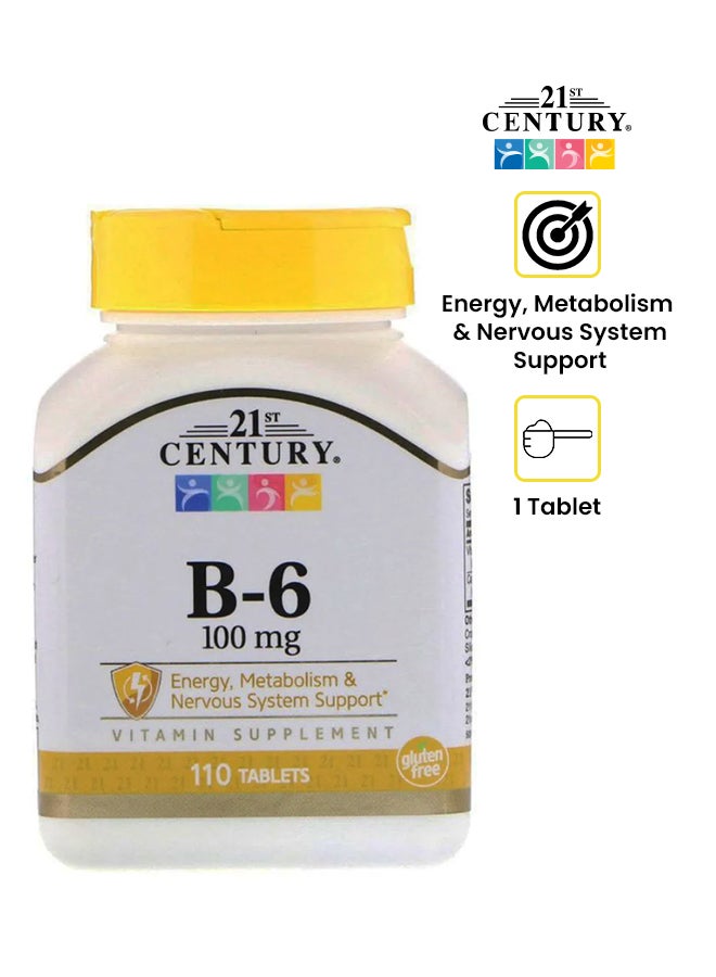 القرن الحادي والعشرون مكمل غذائي بفيتامين B-6 بتركيز 100 ملليجرام - 110 قرص - Image 1